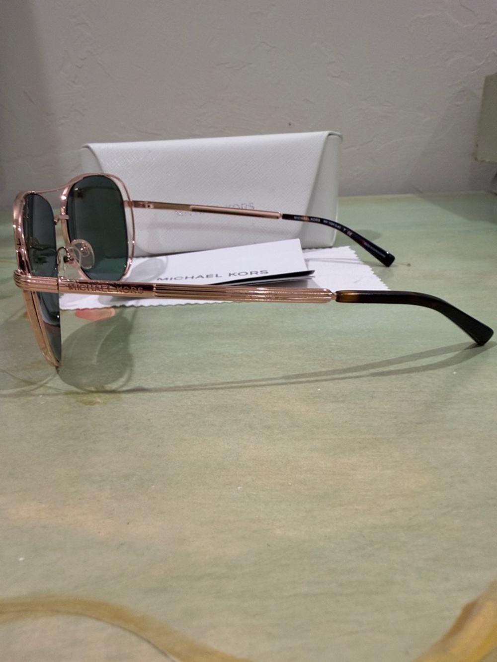 Michael Kors Aviator Sunglasses - Rose Gold Frame with Purple Mirrored Lenses - Picture 3 of 4